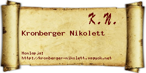 Kronberger Nikolett névjegykártya